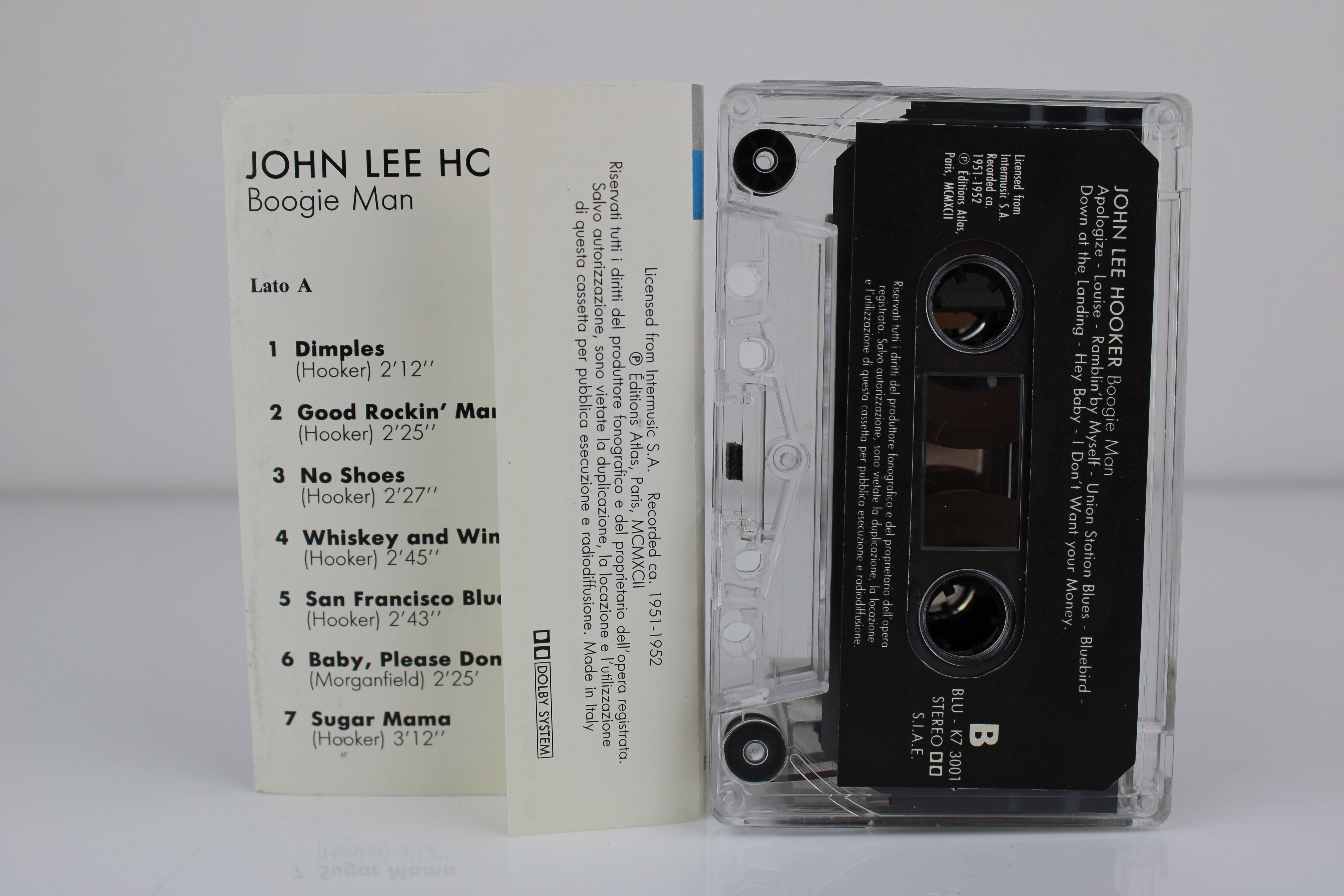 John Lee Hooker ‎Boogie Man Compilation BLU-K7 3001 Musicassetta MC Cassette